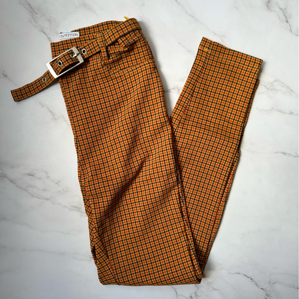 Urban Outfitters US 0 Neve Belted High-Waisted Cigarette Pant Orange Multi - Picture 4 of 16